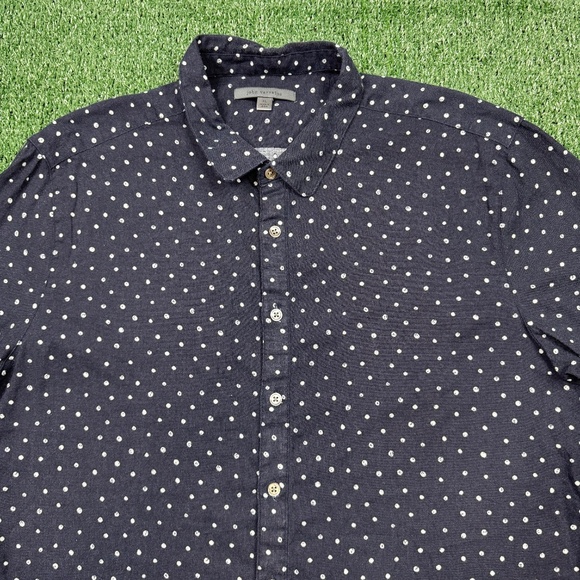John Varvatos Button Up Shirt Men's Size XL Blue Short Sleeve Collared Slim - Picture 3 of 7